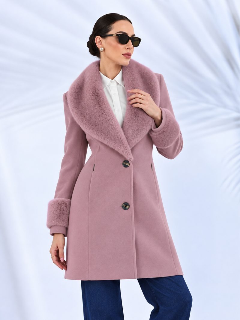 Lilac Faux Fur Long Coat