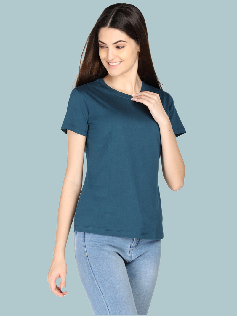 WOMEN COTTON SOLID HALF SLEEVE T-SHIRT