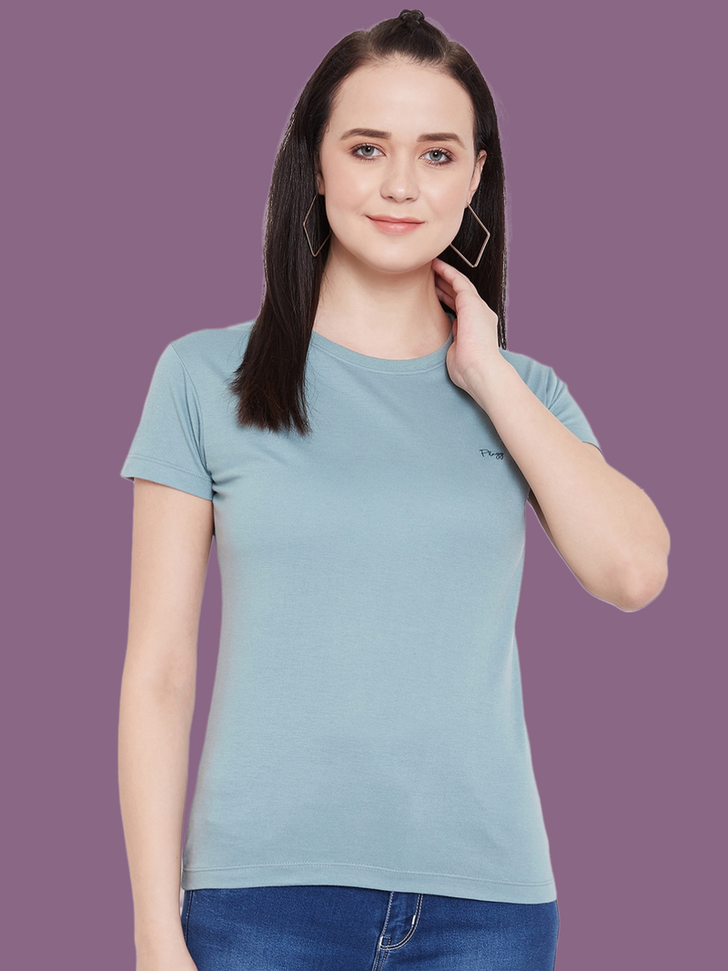 WOMEN COTTON SOLID HALF SLEEVE T-SHIRT