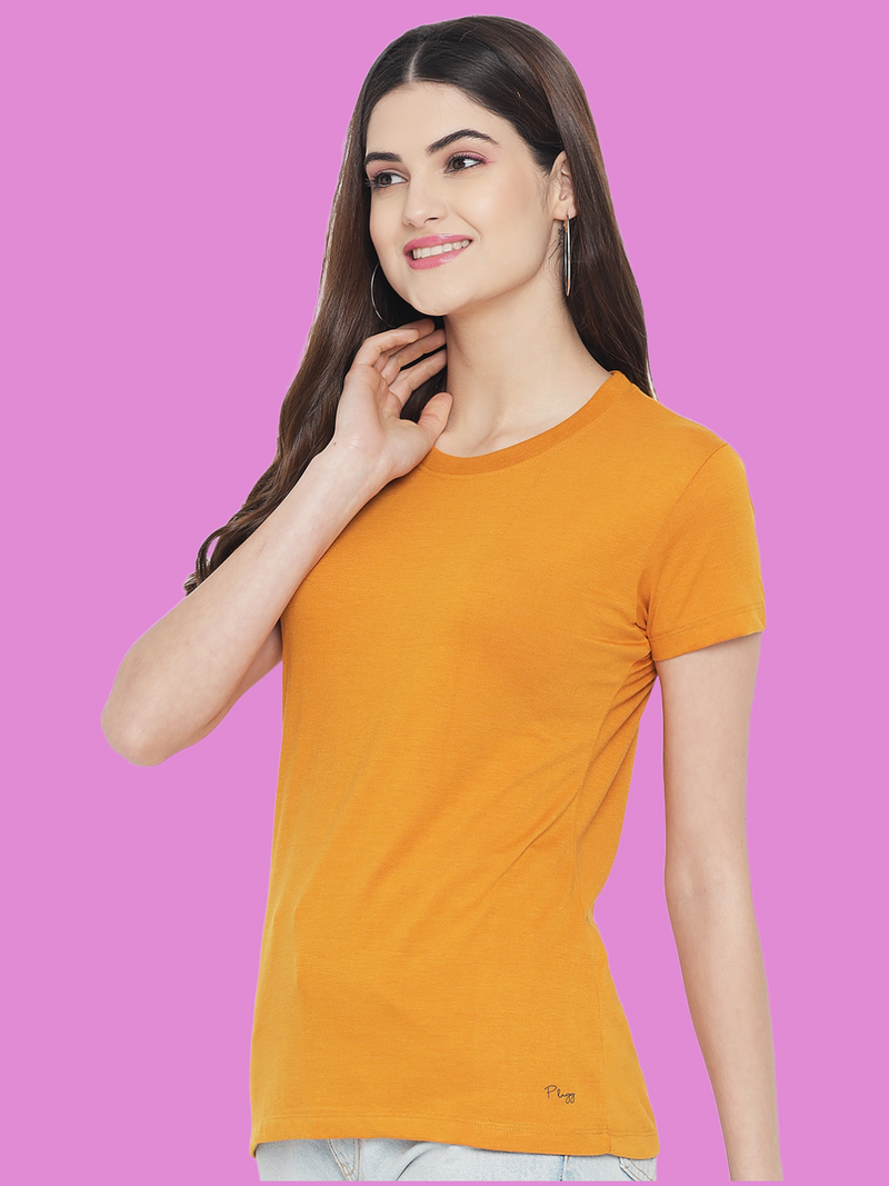 WOMEN COTTON SOLID HALF SLEEVE T-SHIRT