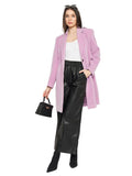 Lavender Notched Lapel Winter Trench Coat