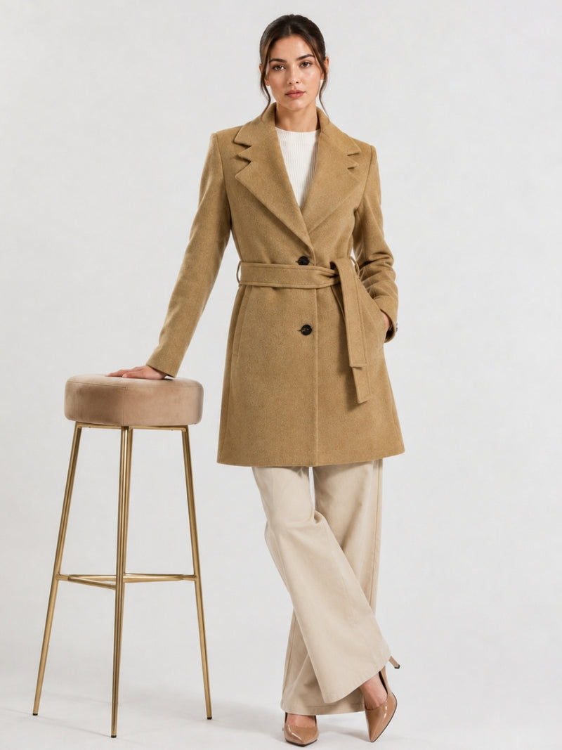 Apricot Long Trench Overcoat