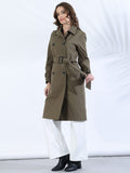 Olive Double-Breasted Belted Trench Coat
