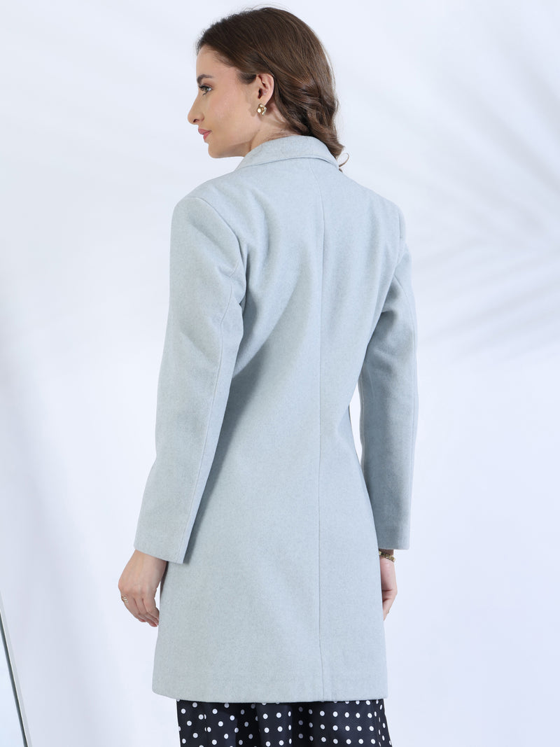Ice blue Toggle Closure Long Coat
