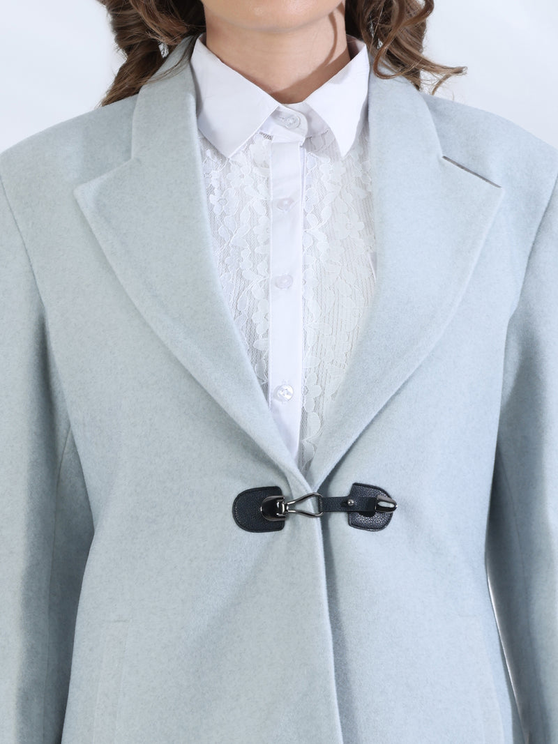 Ice blue Toggle Closure Long Coat