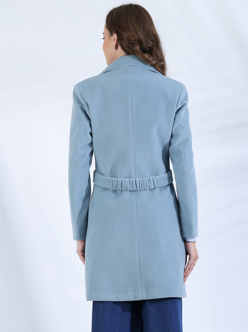 Ice Blue Long Trench Coat
