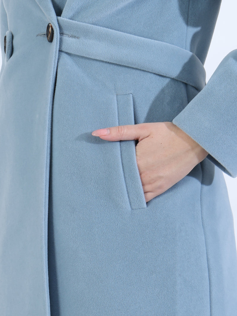 Ice Blue Long Trench Coat