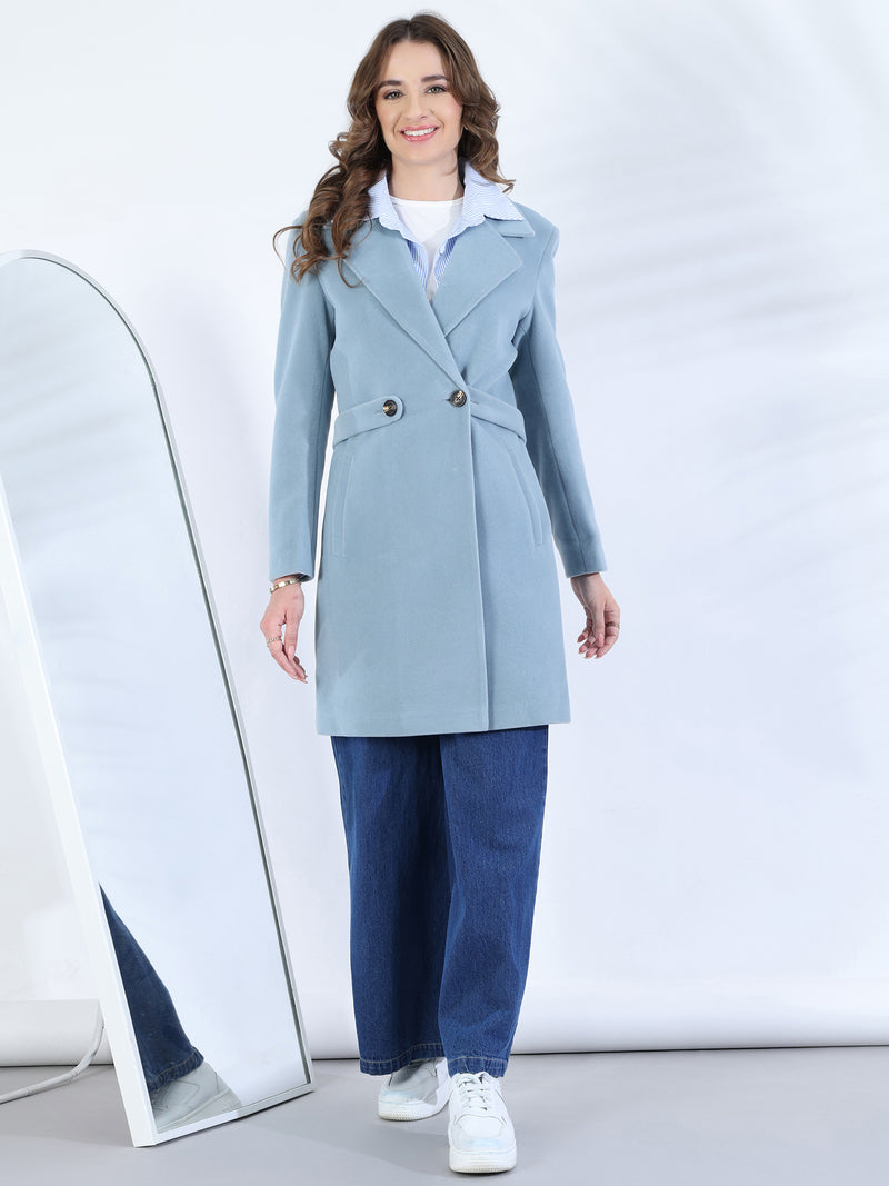 Ice Blue Long Trench Coat