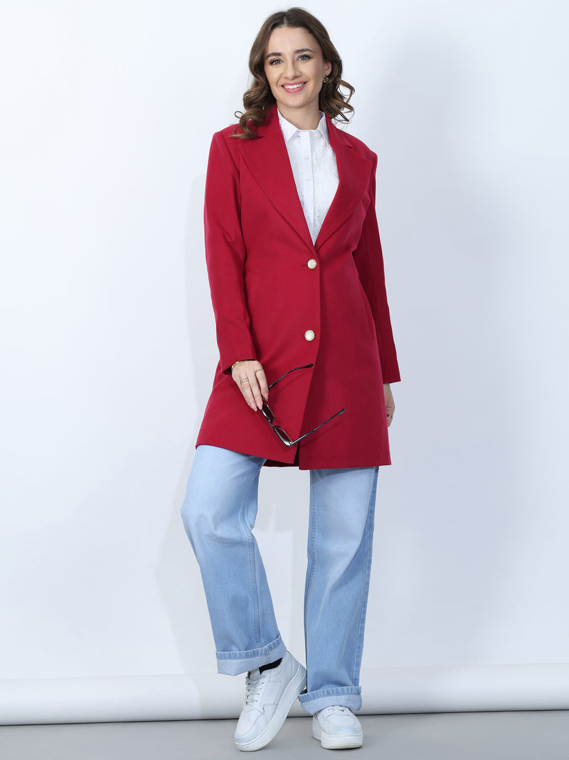 Bright Red Longline Overcoat