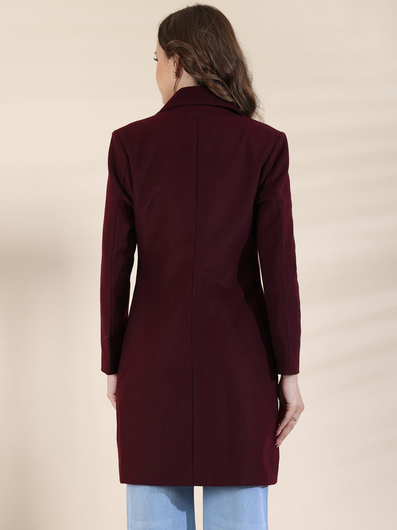 Maroon Longline Trench Coat