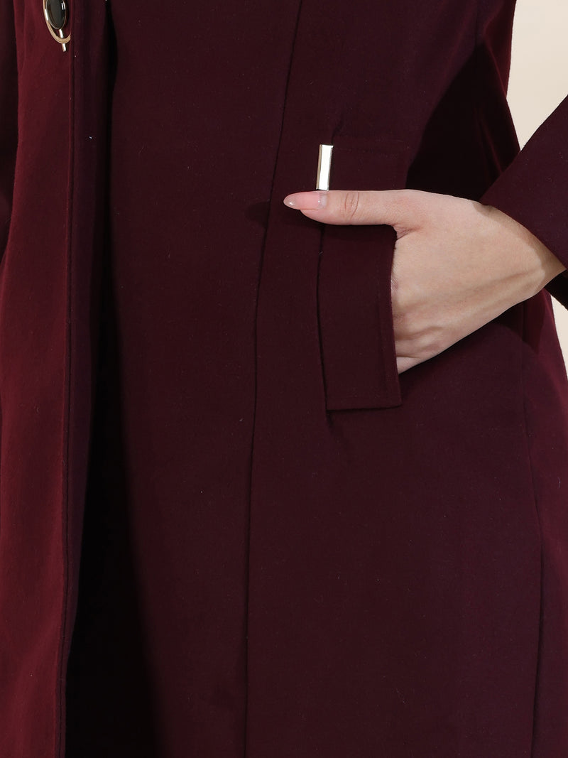 Maroon Longline Trench Coat