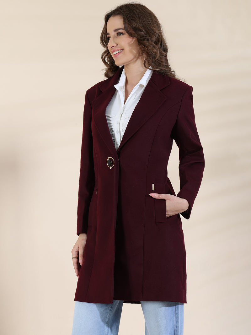 Maroon Longline Trench Coat