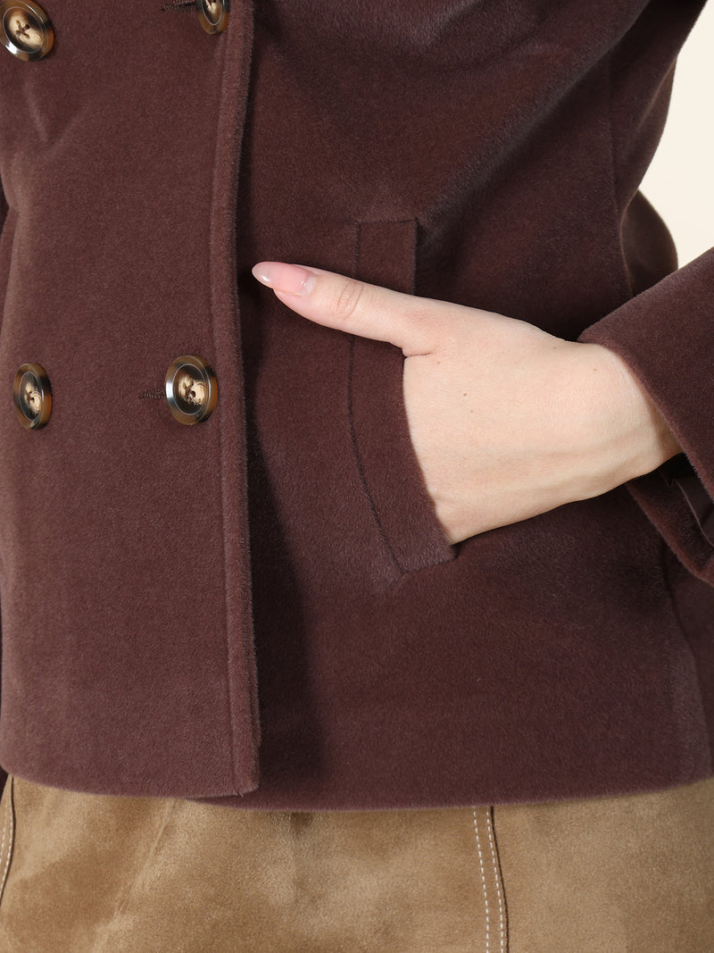Brown Double Breasted Short Coat
