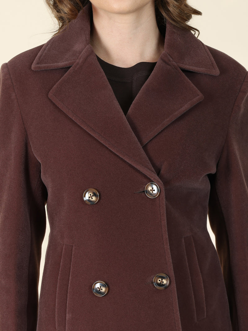 Brown Double Breasted Short Coat