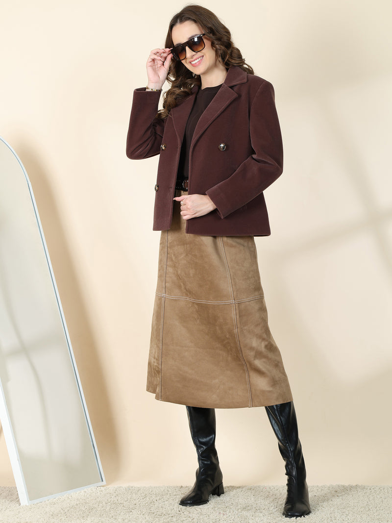 Brown Double Breasted Short Coat
