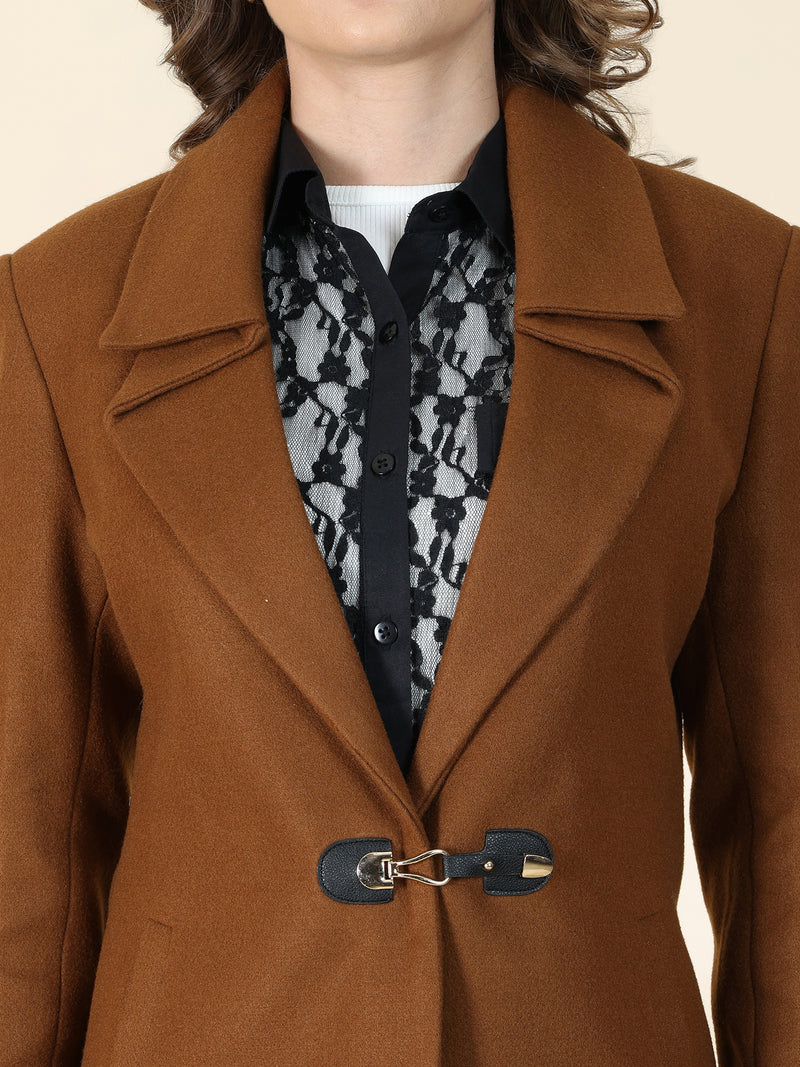 Caramel Brown Toggle Closure Long Coat