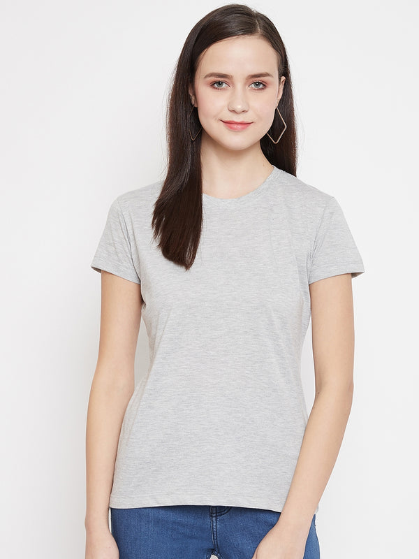 WOMEN COTTON SOLID HALF SLEEVE T-SHIRT