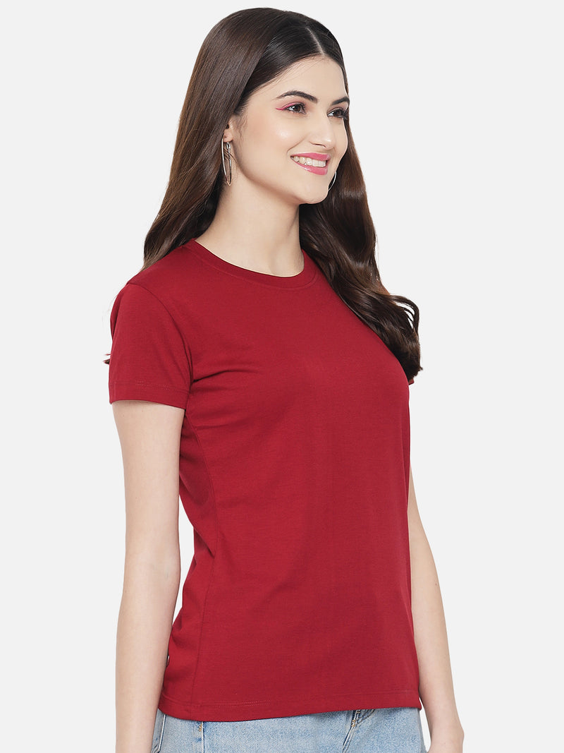 WOMEN COTTON SOLID HALF SLEEVE T-SHIRT