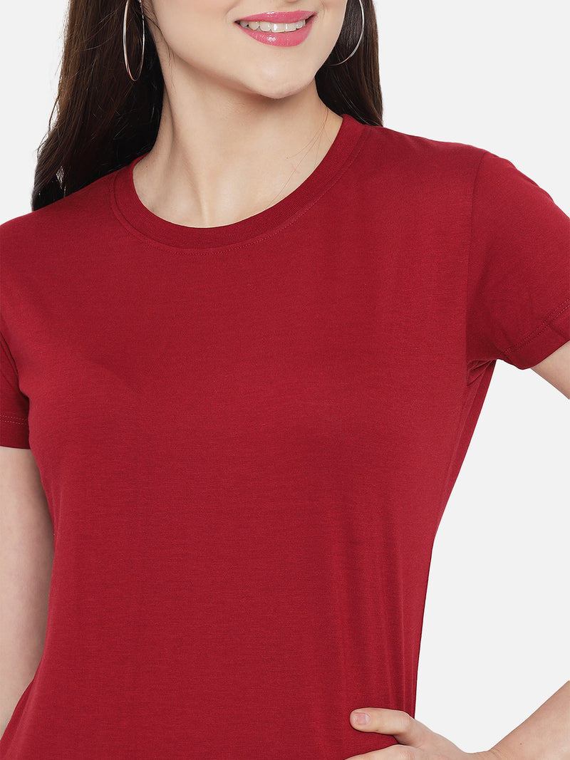 WOMEN COTTON SOLID HALF SLEEVE T-SHIRT