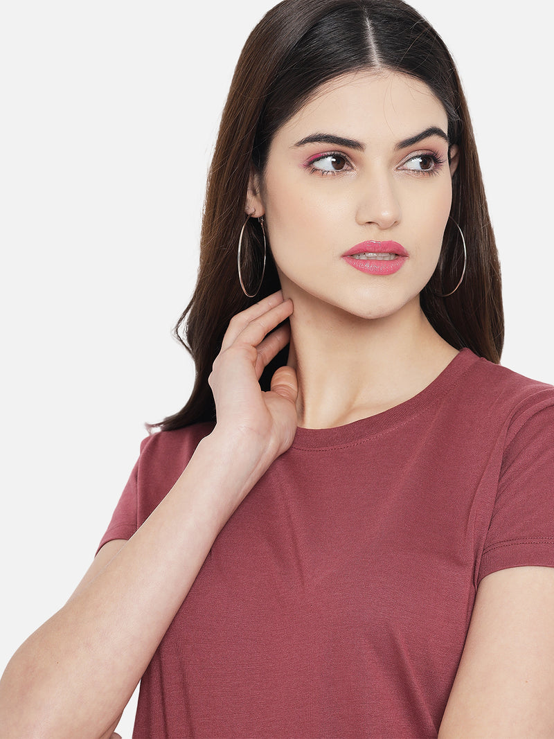WOMEN COTTON SOLID HALF SLEEVE T-SHIRT