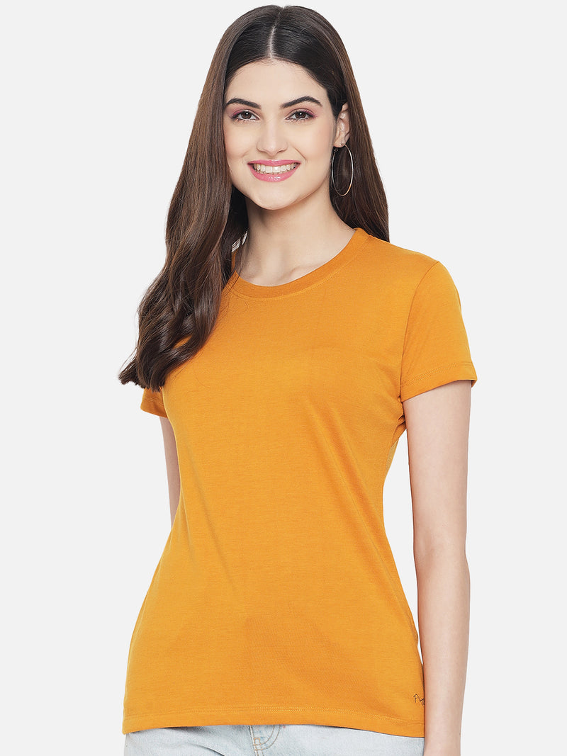 WOMEN COTTON SOLID HALF SLEEVE T-SHIRT