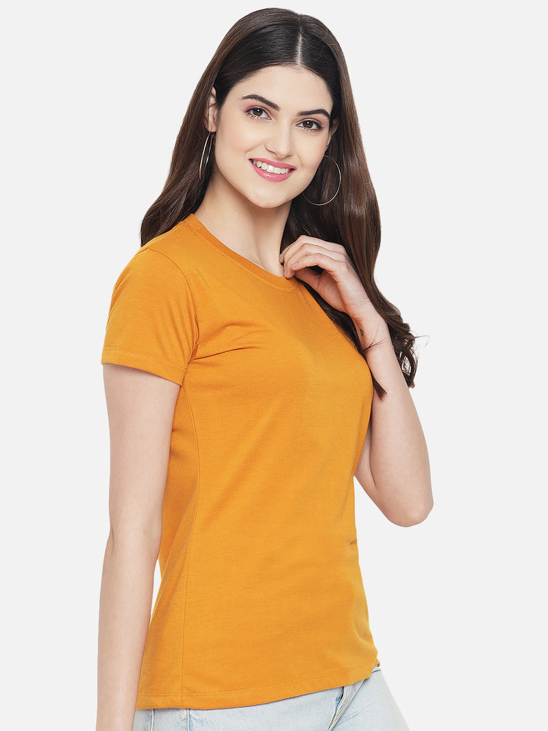 WOMEN COTTON SOLID HALF SLEEVE T-SHIRT