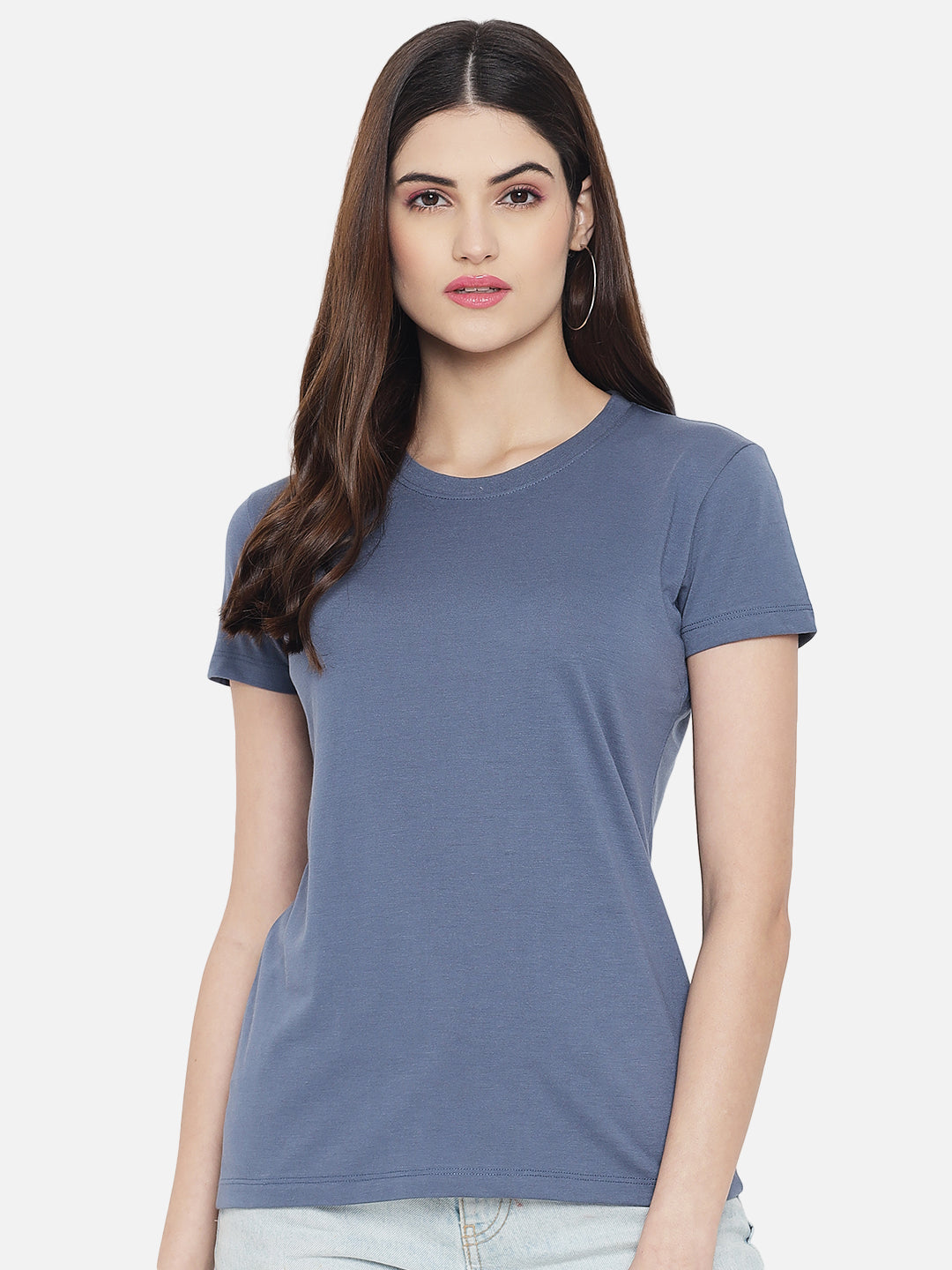 WOMEN COTTON SOLID HALF SLEEVE T-SHIRT