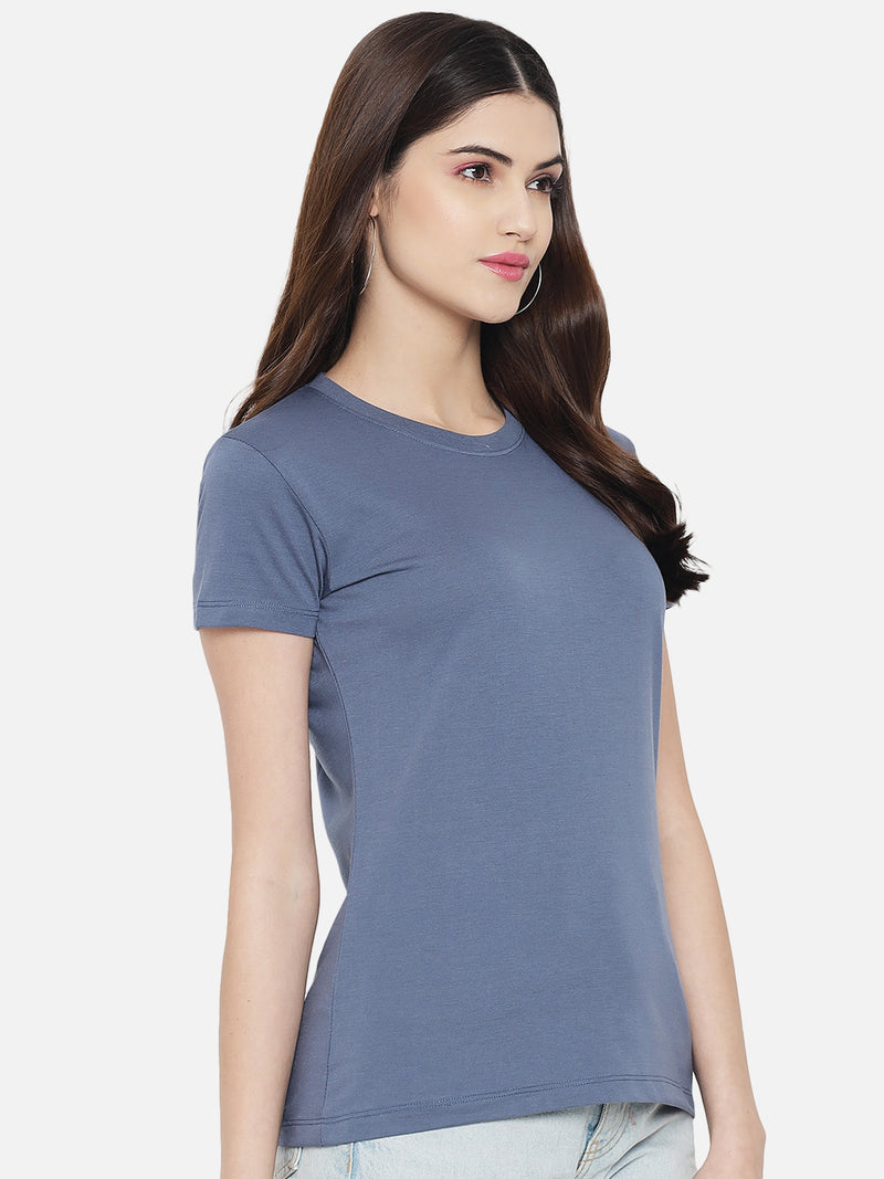 WOMEN COTTON SOLID HALF SLEEVE T-SHIRT