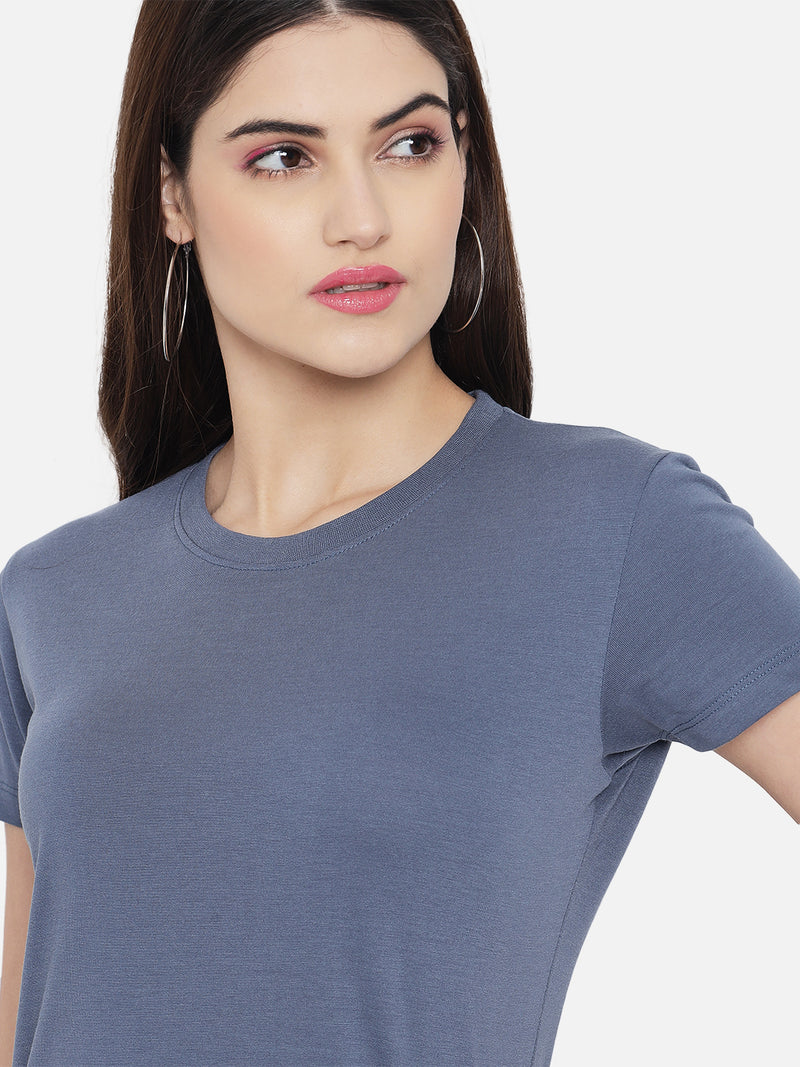 WOMEN COTTON SOLID HALF SLEEVE T-SHIRT