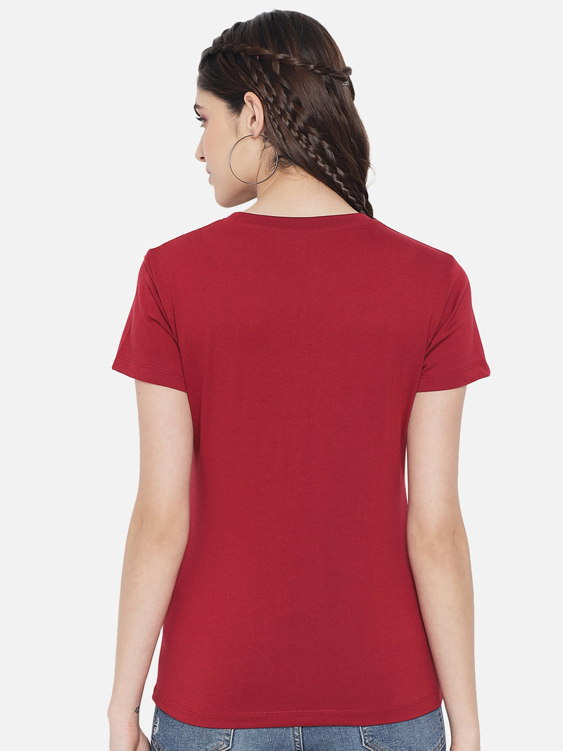 WOMEN COTTON PRINTED ROUND NECK T-SHIRT