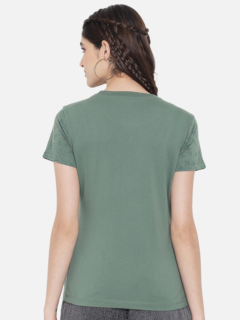 WOMEN COTTON PRINTED ROUND NECK T-SHIRT