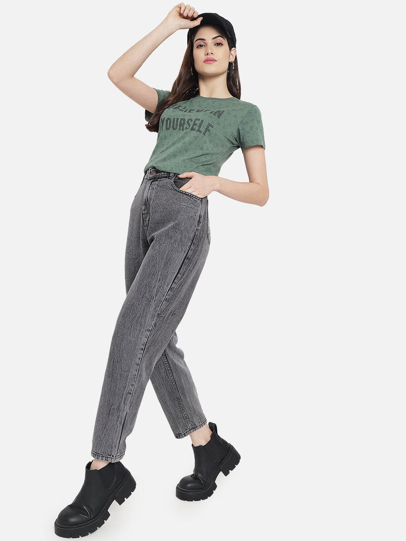 WOMEN COTTON PRINTED ROUND NECK T-SHIRT