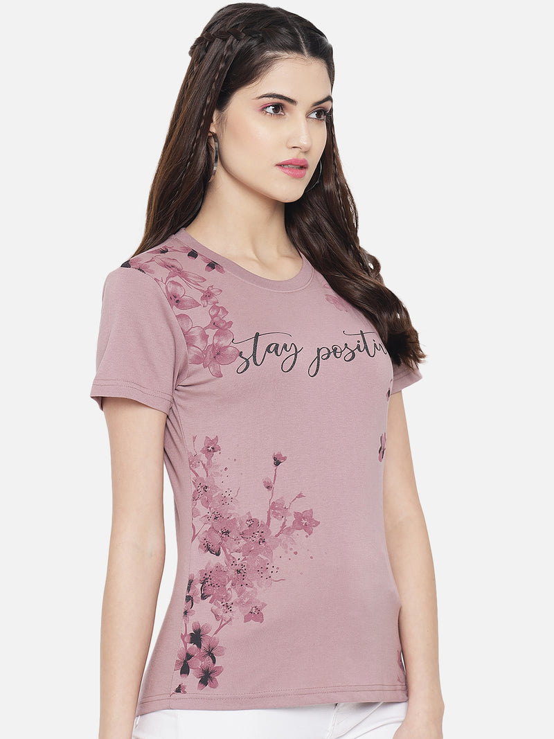 WOMEN COTTON PRINTED ROUND NECK T-SHIRT