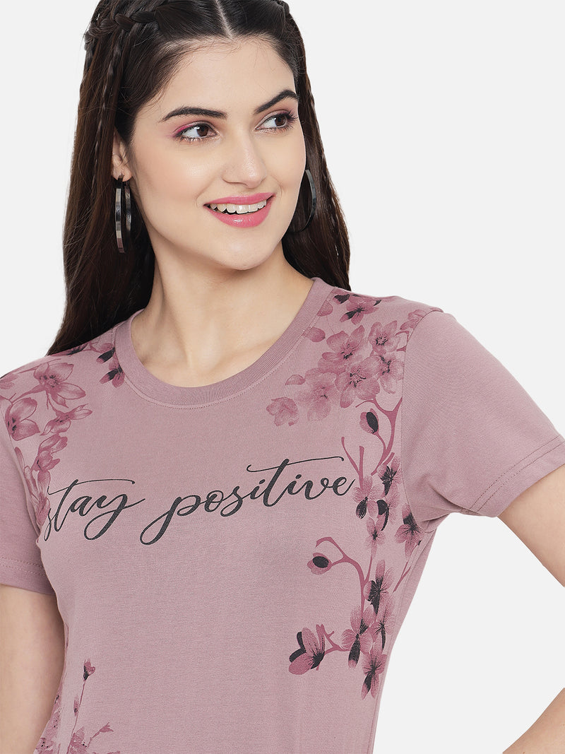 WOMEN COTTON PRINTED ROUND NECK T-SHIRT