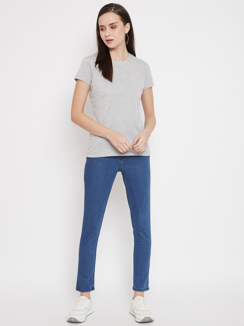 WOMEN COTTON SOLID HALF SLEEVE T-SHIRT