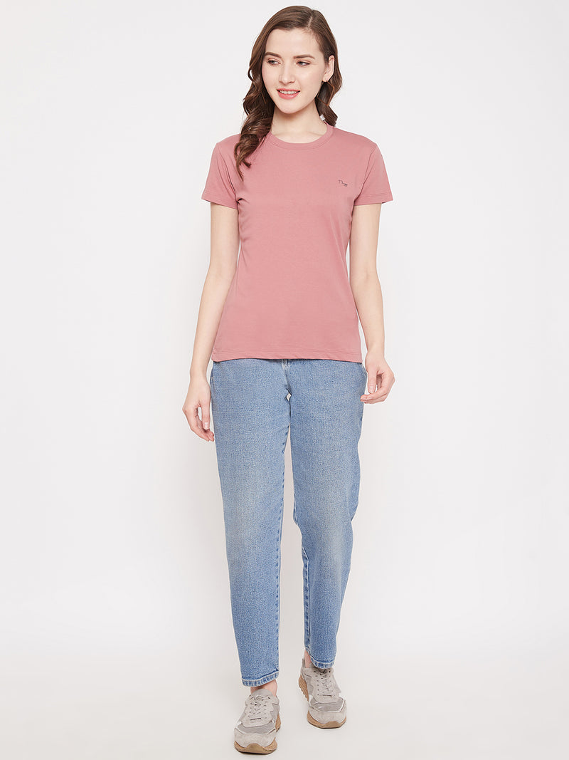WOMEN COTTON SOLID HALF SLEEVE T-SHIRT