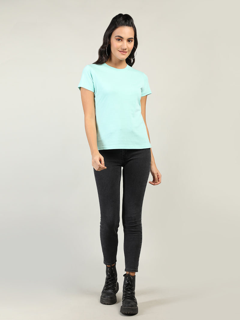 WOMEN COTTON SOLID HALF SLEEVE T-SHIRT