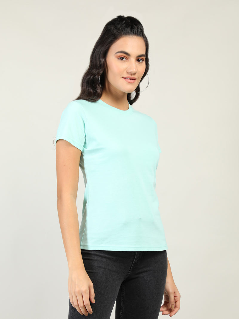 WOMEN COTTON SOLID HALF SLEEVE T-SHIRT