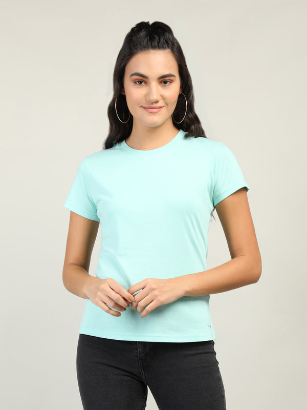 WOMEN COTTON SOLID HALF SLEEVE T-SHIRT