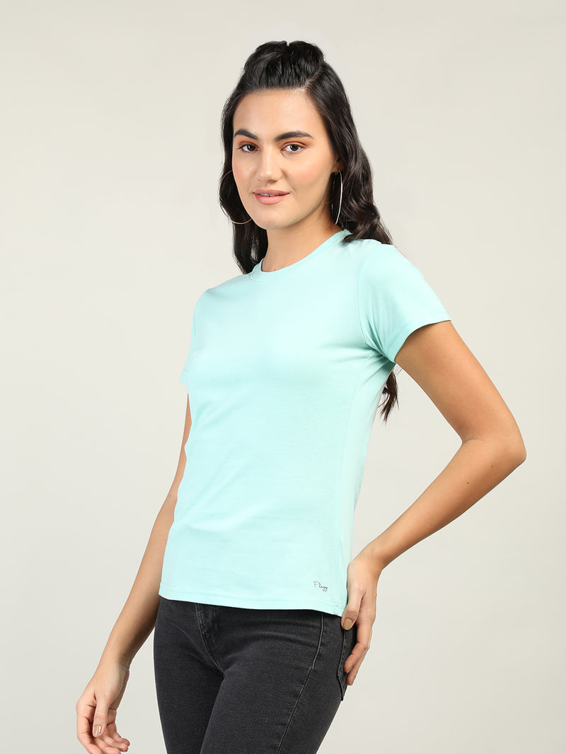 WOMEN COTTON SOLID HALF SLEEVE T-SHIRT