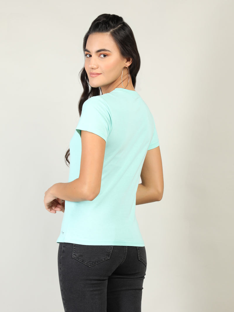 WOMEN COTTON SOLID HALF SLEEVE T-SHIRT