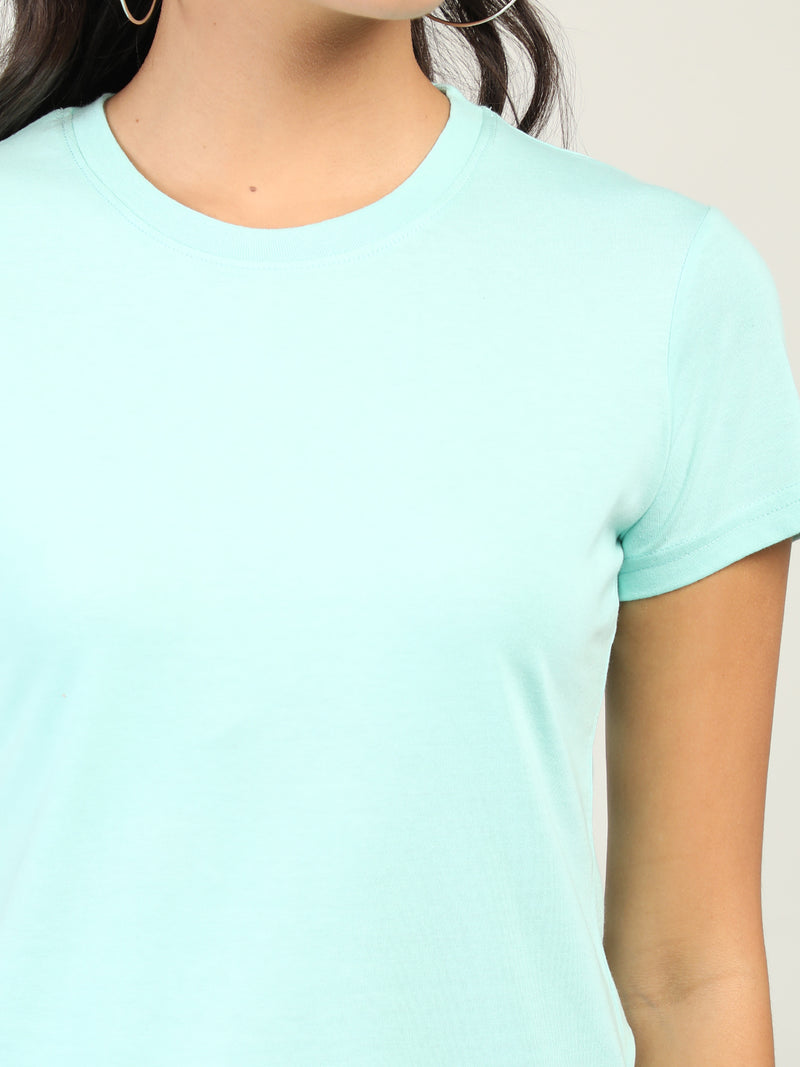WOMEN COTTON SOLID HALF SLEEVE T-SHIRT