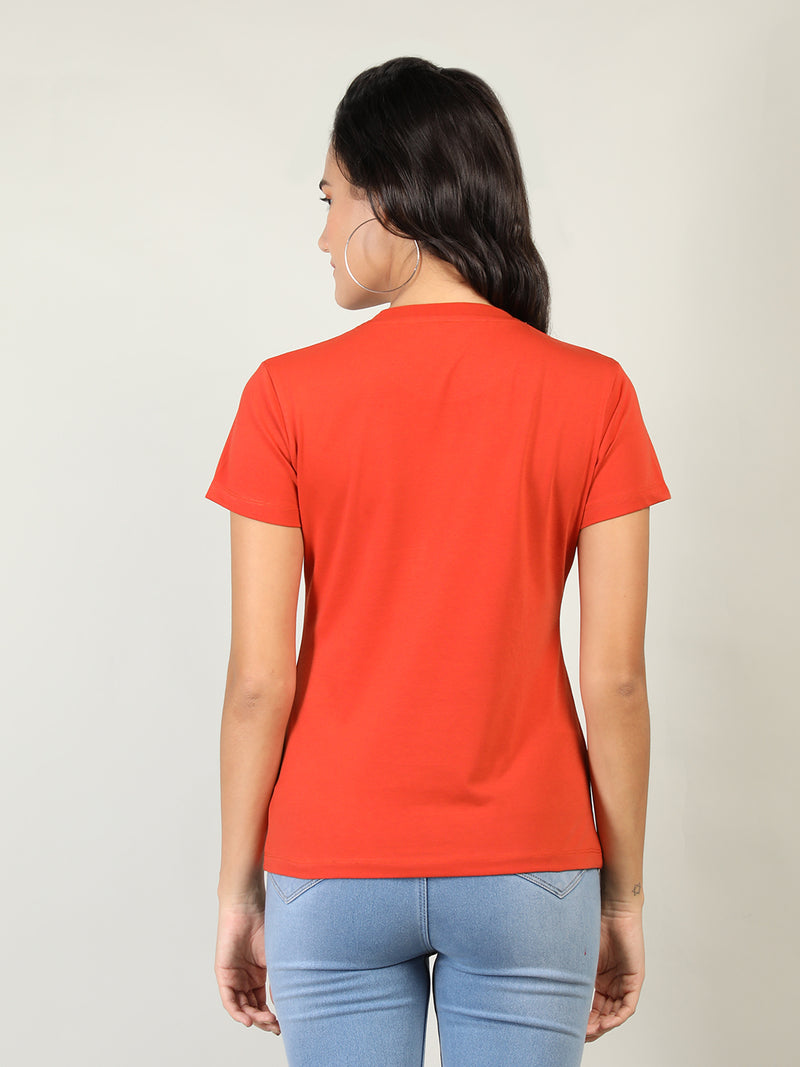 WOMEN COTTON SOLID HALF SLEEVE T-SHIRT