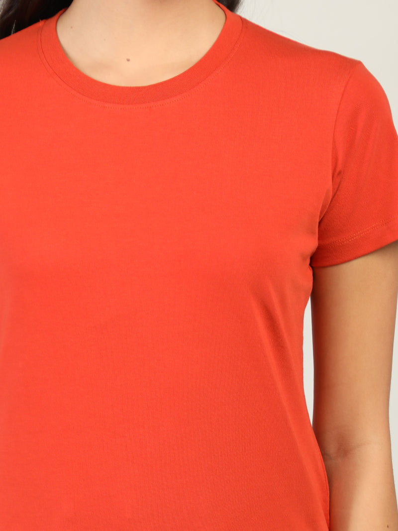 WOMEN COTTON SOLID HALF SLEEVE T-SHIRT