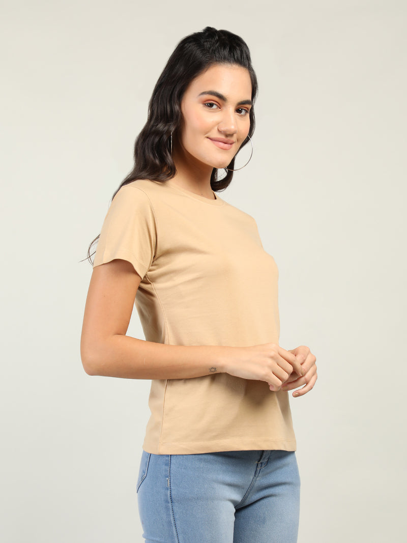 WOMEN COTTON SOLID HALF SLEEVE T-SHIRT