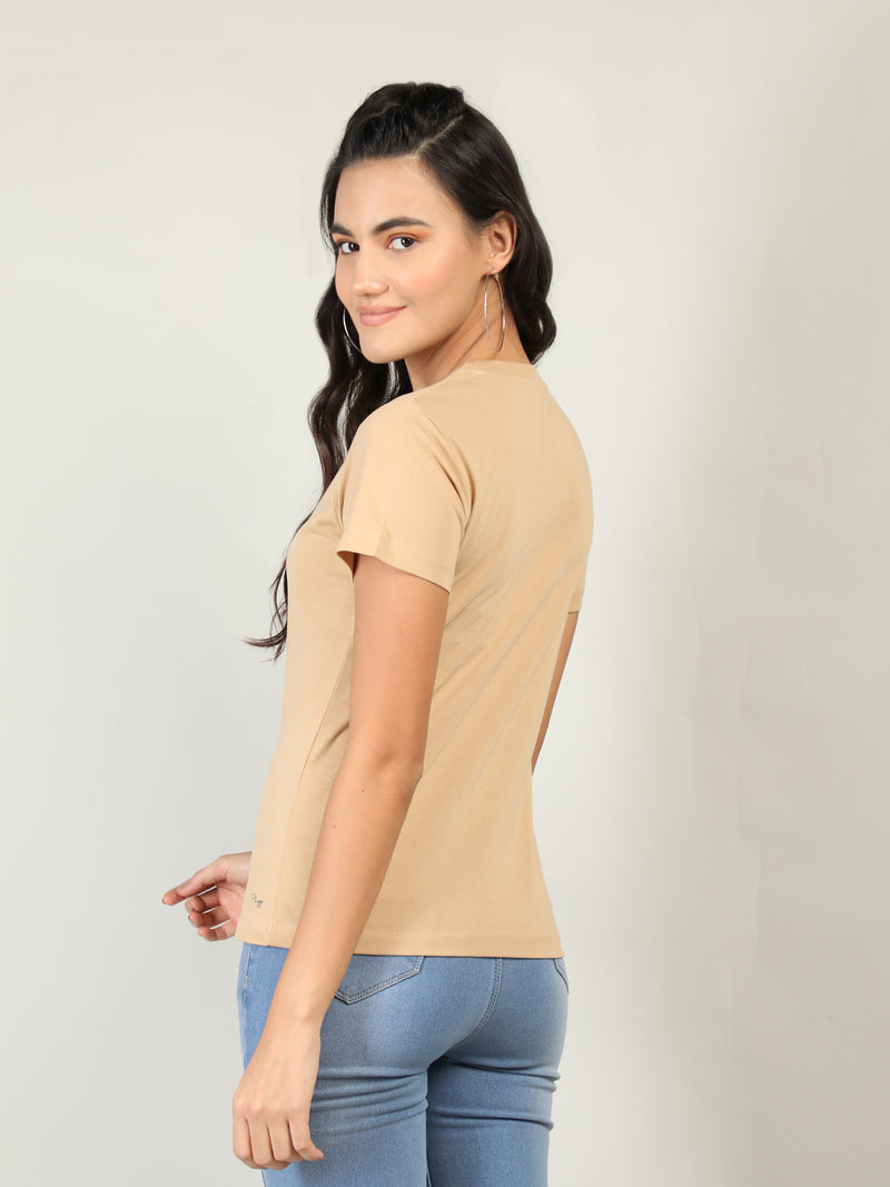 WOMEN COTTON SOLID HALF SLEEVE T-SHIRT