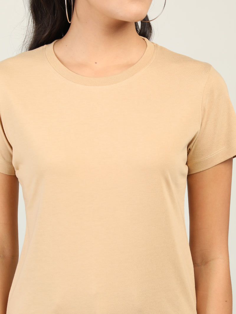 WOMEN COTTON SOLID HALF SLEEVE T-SHIRT