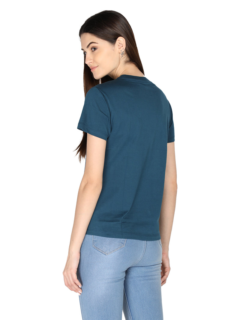 WOMEN COTTON SOLID HALF SLEEVE T-SHIRT