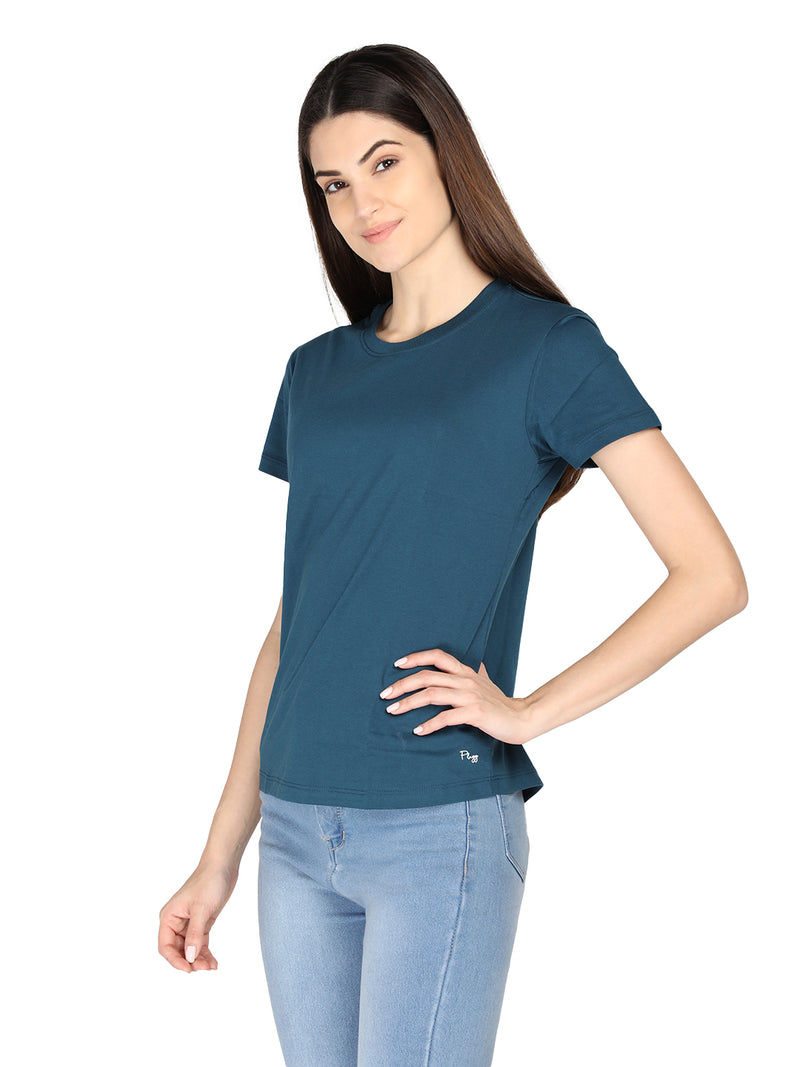 WOMEN COTTON SOLID HALF SLEEVE T-SHIRT