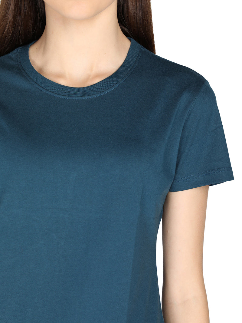 WOMEN COTTON SOLID HALF SLEEVE T-SHIRT